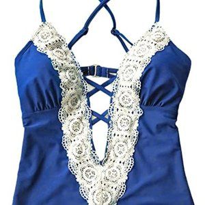 CUPSHE Women's Vintage Lace One Piece Bathing Suit